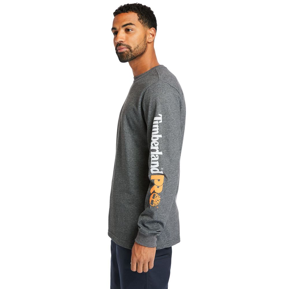 Timberland Mens T-Shirts PRO® Logo Sleeve Base Plate Wicking - Dark Grey - India GC1204759